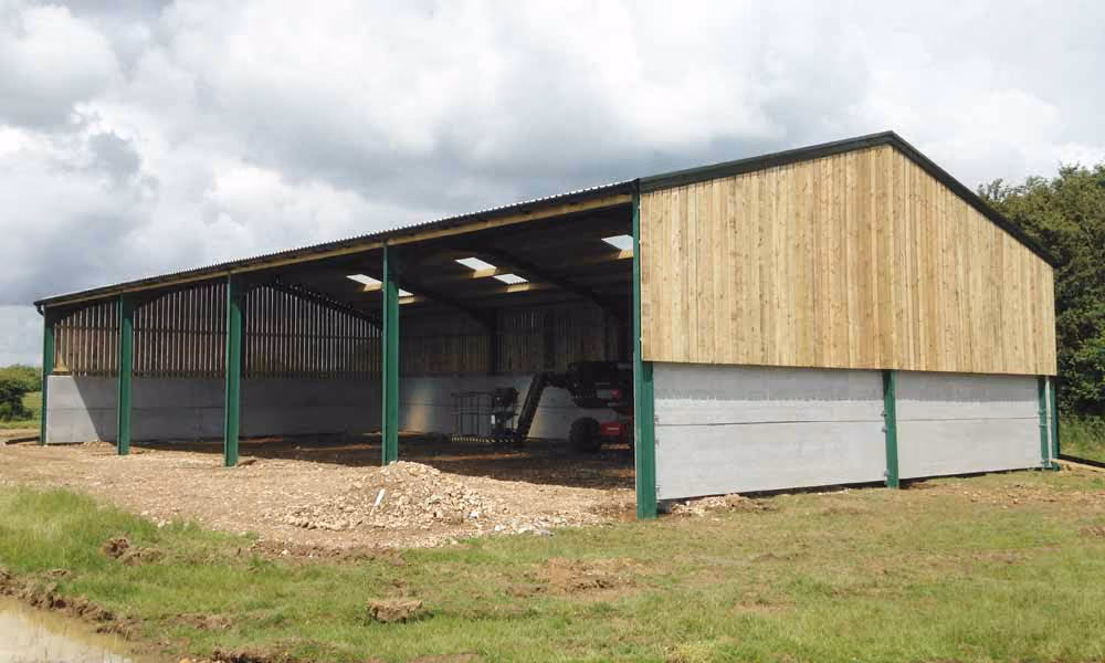 Steel framed storage barn