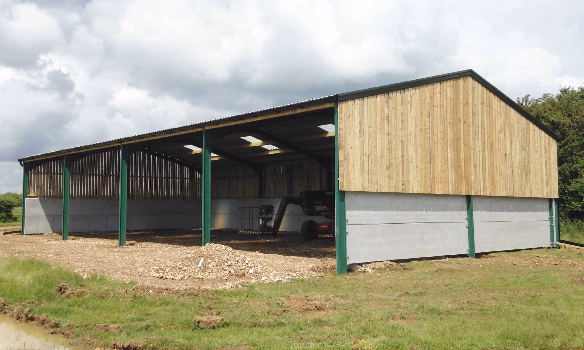 Steel framed storage barn