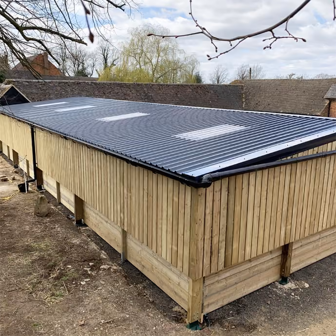 Timber barn under construction in the Cotswolds