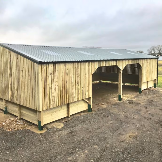 Timber barn under construction in Southam